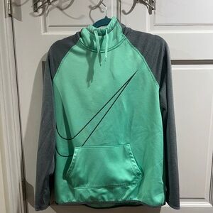 Women’s Mint and Gray Nike Hooded Sweatshirt Size Large